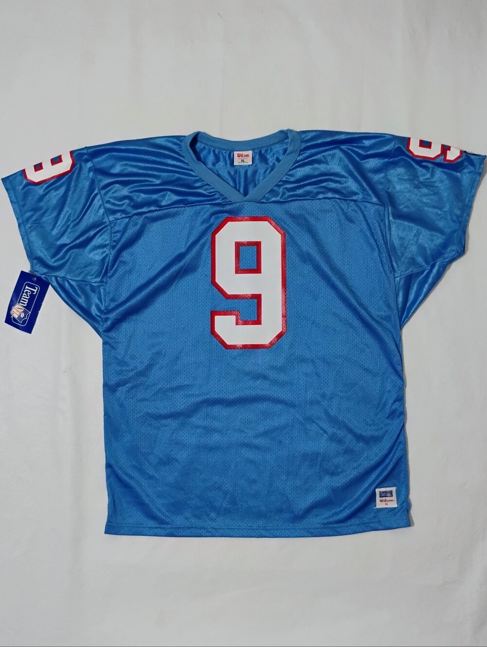 Men's Vintage Wilson Houston Oilers #9 Steve McNair Baby Blue Jersey Size XL-NWT